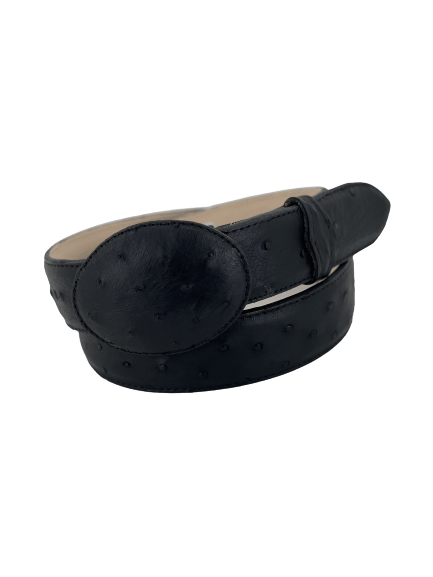 Men’s 1 1/2” Black Ostrich / Avestruz Leather Belt
