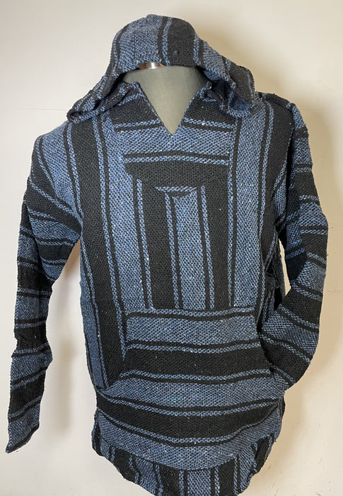 Baja Hoodie Navy Blue and Black with Black and Navy Blue Lines 093