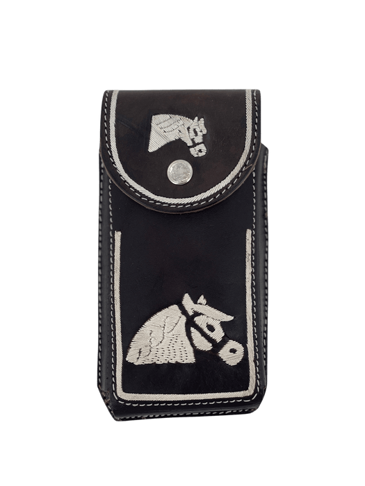 Brown Double Horse Head Piteado Leather Phone Case