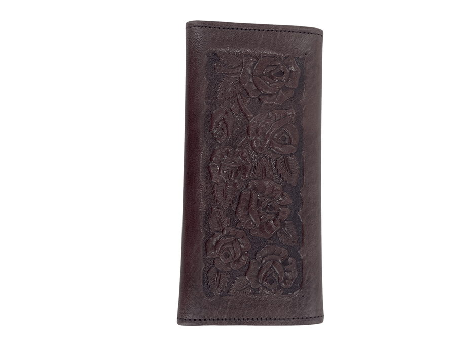 Dark Brown Printed Roses Leather Wallet