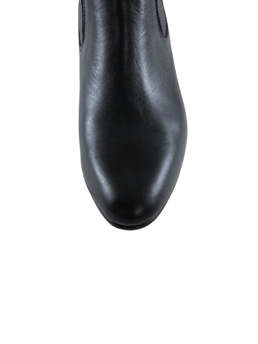Black Leather Sole Botin Charro
