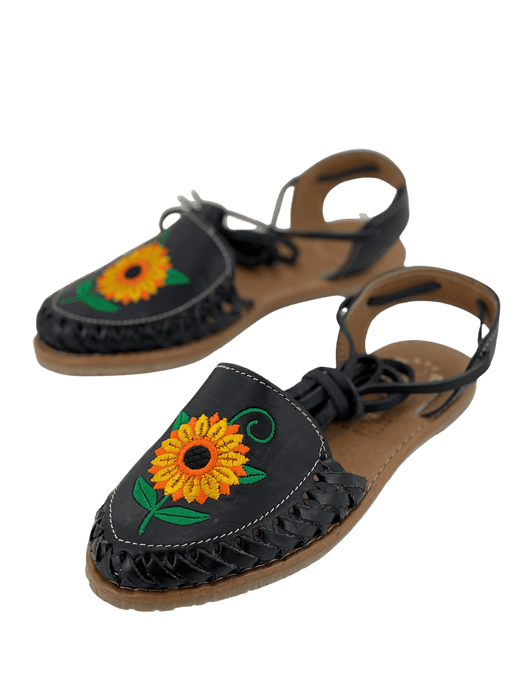 Black Sunflower Wrap Around Heel Huarache
