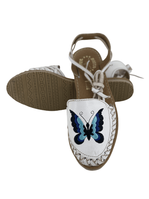 White Butterfly Wrap Around Heel Huarache
