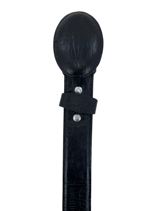 Black Anguila Print Leather Belt