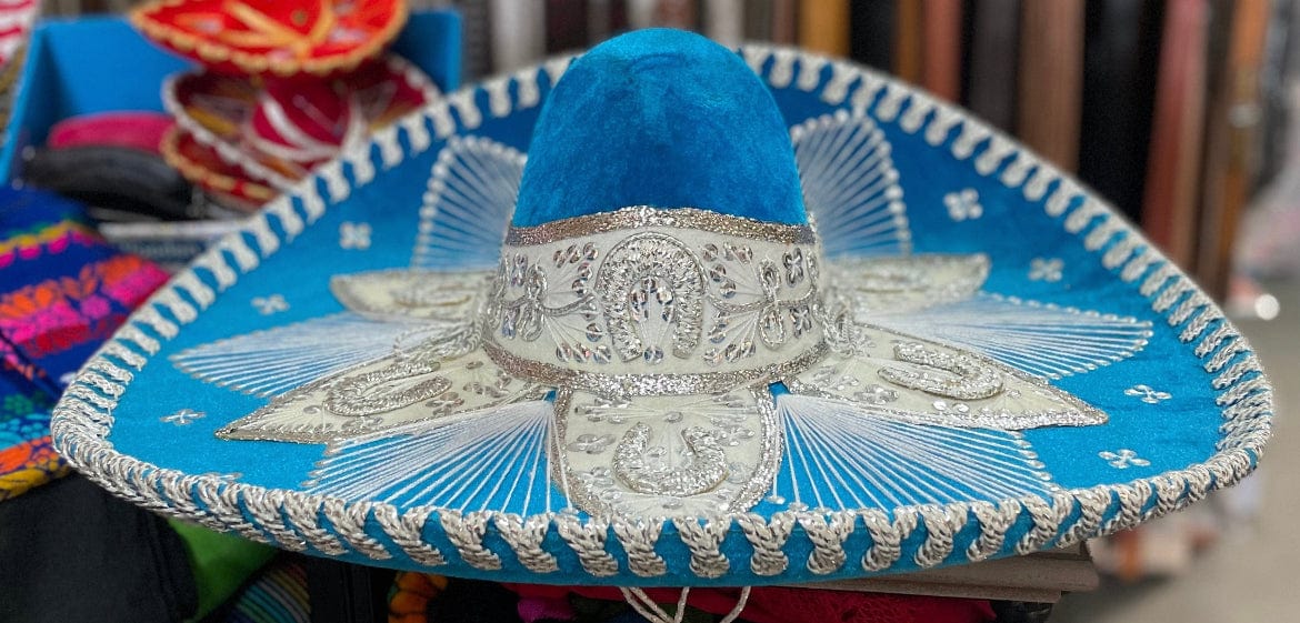 Sombrero Charro Mariachi Light Blue and Silver