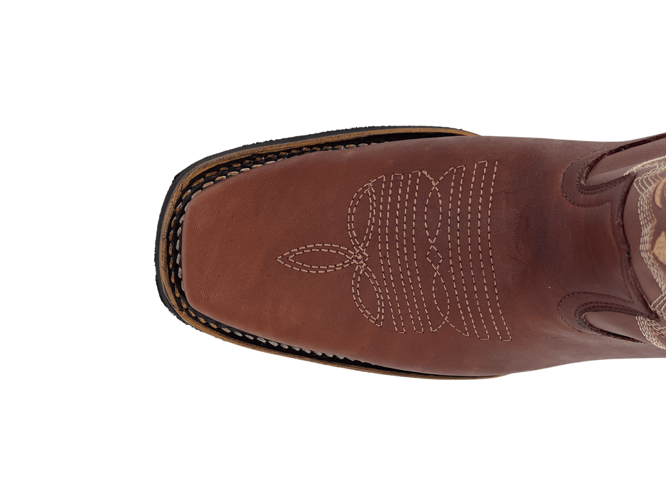 Light Chedron Square Toe Rubber Sole Rodeo Boot
