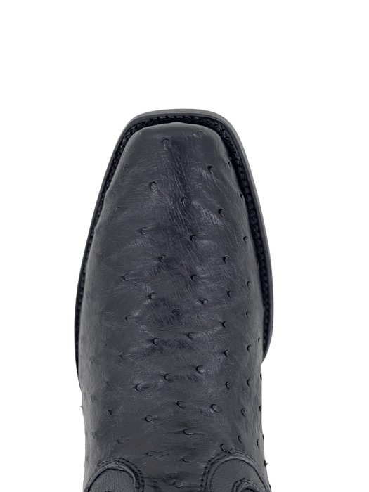 Black Square Toe Ostrich Hudson Boot