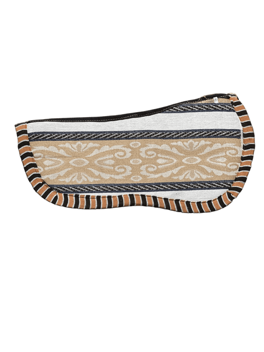White and Tan with Blue Lines Horse Saddle Pad / Suadero