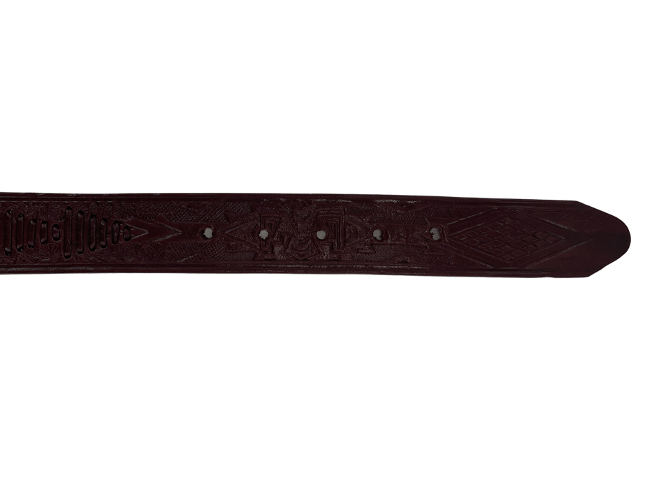 Brown Patterned Tejido Leather Belt