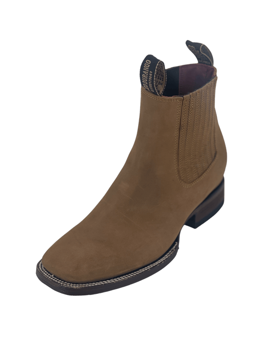 Solid Miel Nobuck Square Toe Leather Sole Botin Rodeo