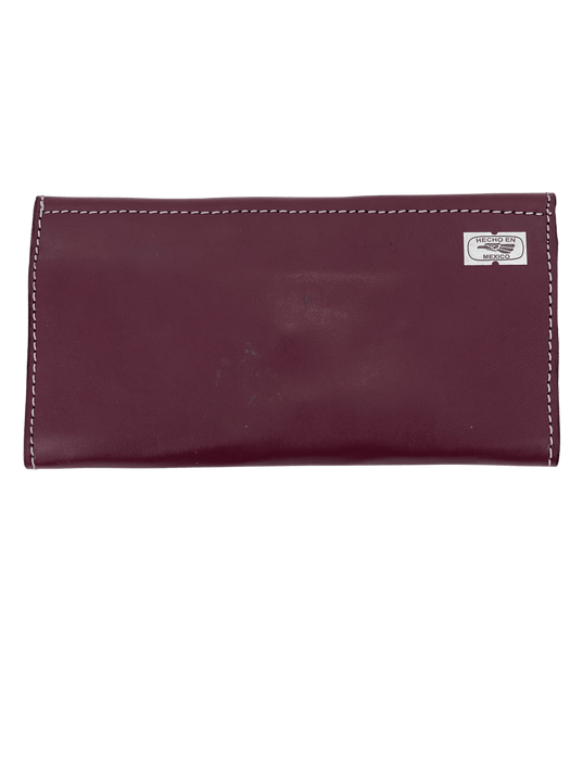 Purple with White Embroidery Leather Wallet