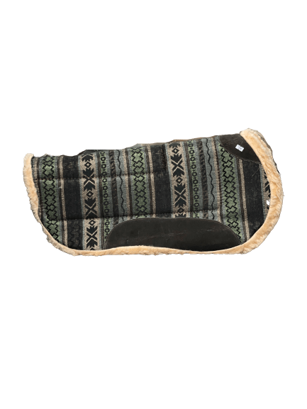 Dark Green, Gold, and Black with Colored Lines Bronco Horse Saddle Pad / Suadero