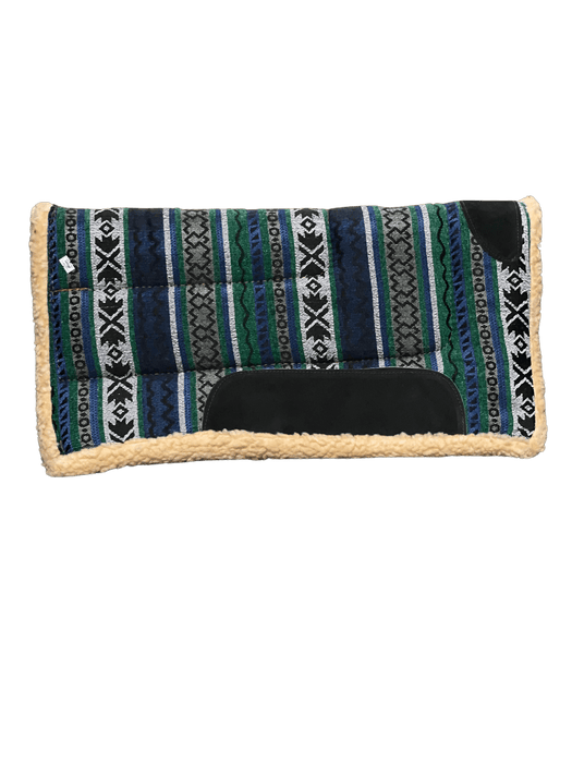 Blue, Grey, and Green with Colored Lines Bronco Horse Saddle Pad / Suadero