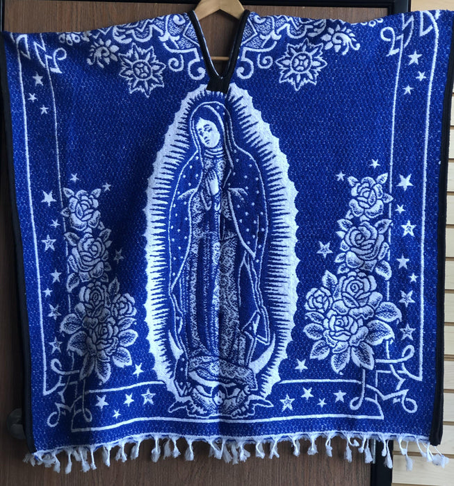 Blue and White Virgen de Guadalupe Poncho/Gaban