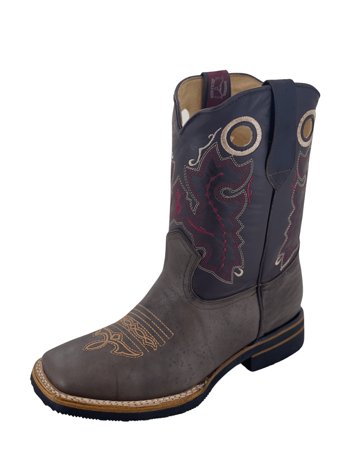 Dark Brown with Fuchsia Square Toe Rubber Sole Rodeo Boot — Rodeo ...