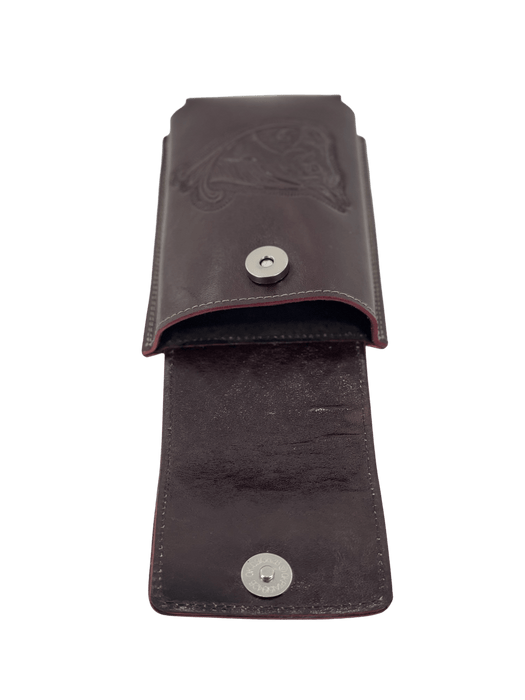 Brown Horse Head Print Leather Charro Phone Case