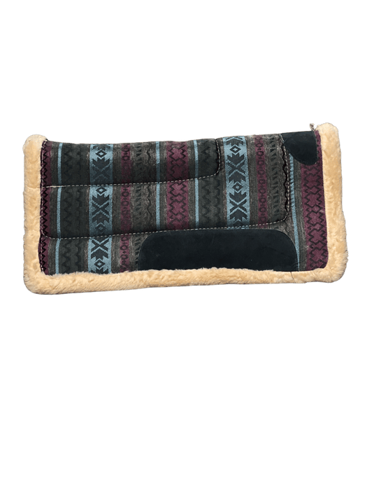 Dark Green, Burgundy, and Turquoise with Colored Lines Bronco Horse Saddle Pad / Suadero