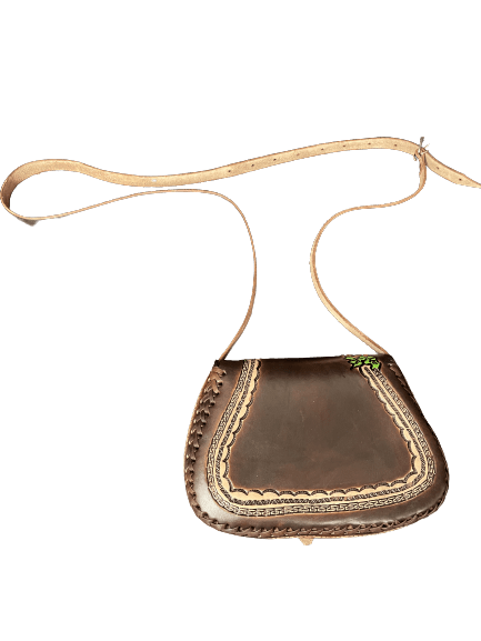 Brown Sunflower Hand Tooled Leather Purse
