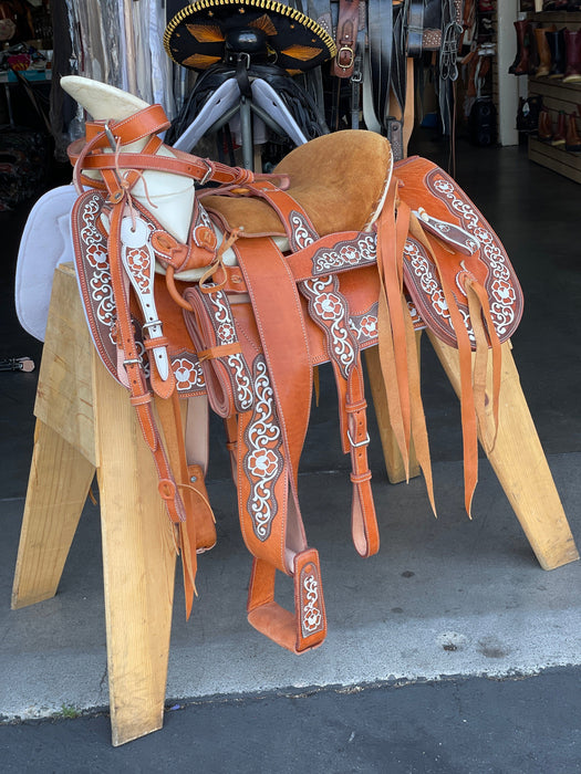 Miel with Flowers Cantina 15.5 Horse Saddle