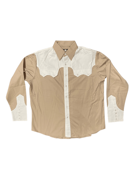 Light Brown and White Western Button Down Shirt
