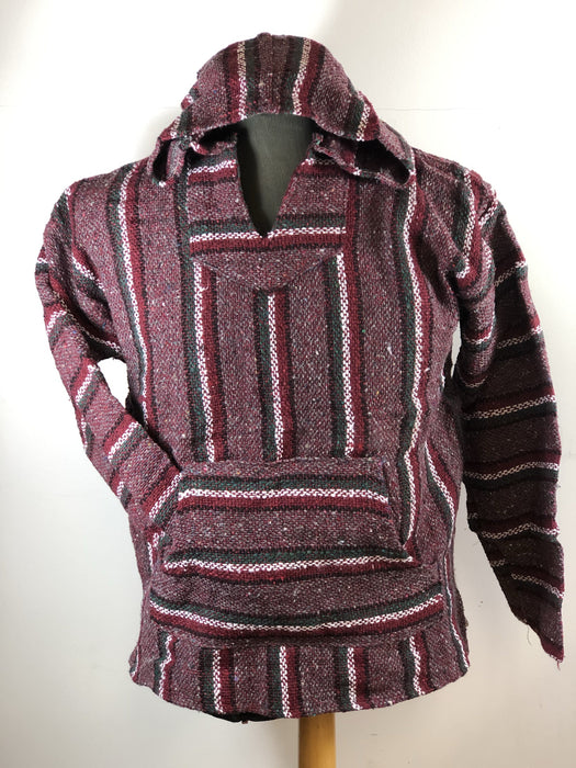 Baja Hoodie Burgundy with White, Green, Red and Black Lines 043