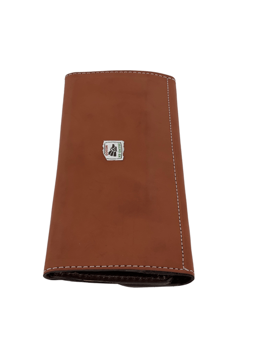 Light Brown with Burgundy Embroidery Leather Wallet