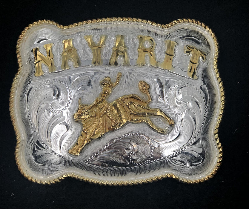 Nayarit Rec Rope Edge Cowboy Western Wear Buckle (Medium)