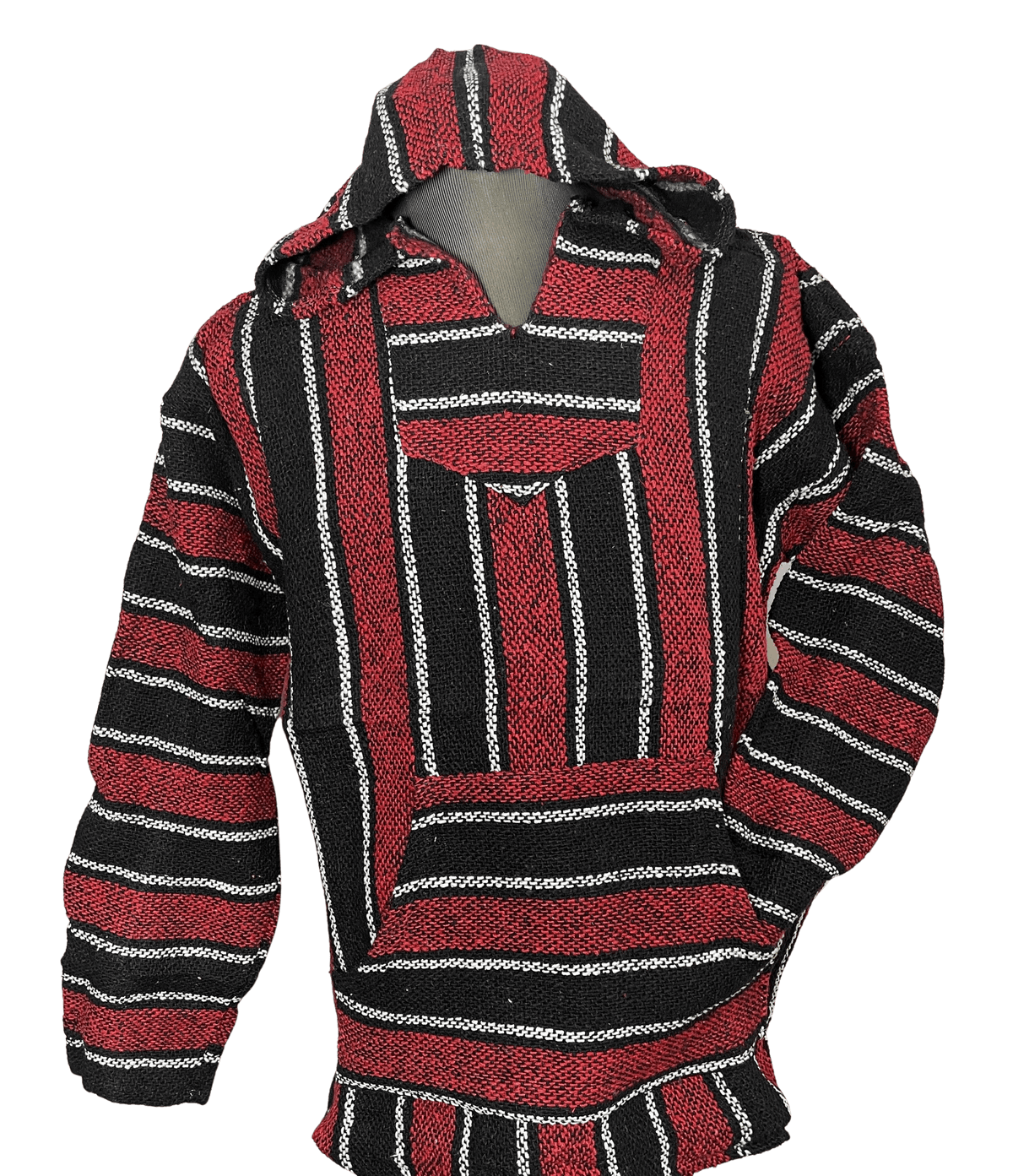 Baja Hoodie Black and Red with White and Black Lines 097 — Rodeo