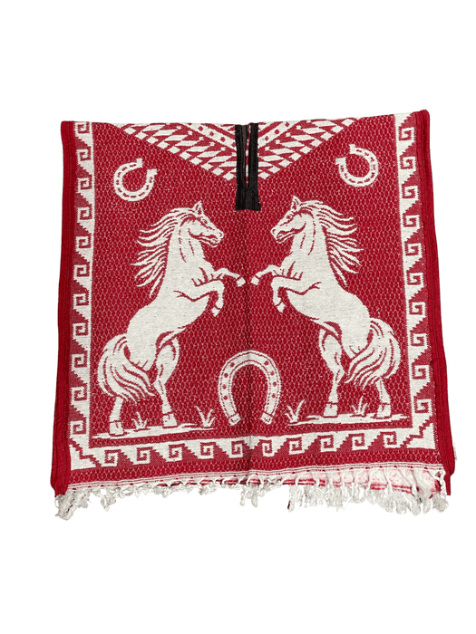 White and Red V2 Youth Horse Poncho/Gaban
