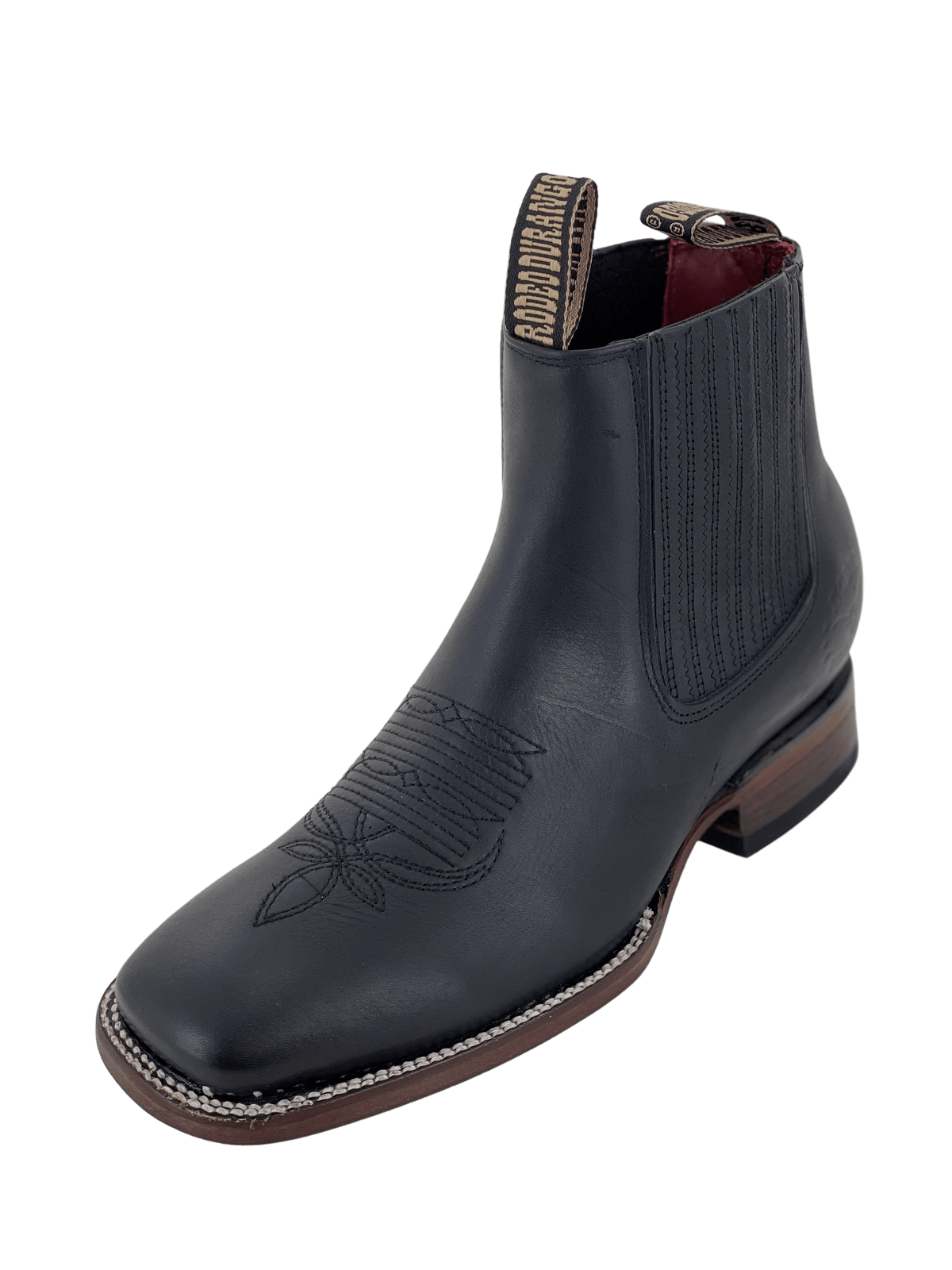 Black Square Toe Leather Sole Botin Rodeo — Rodeo Durango Brand Corp.