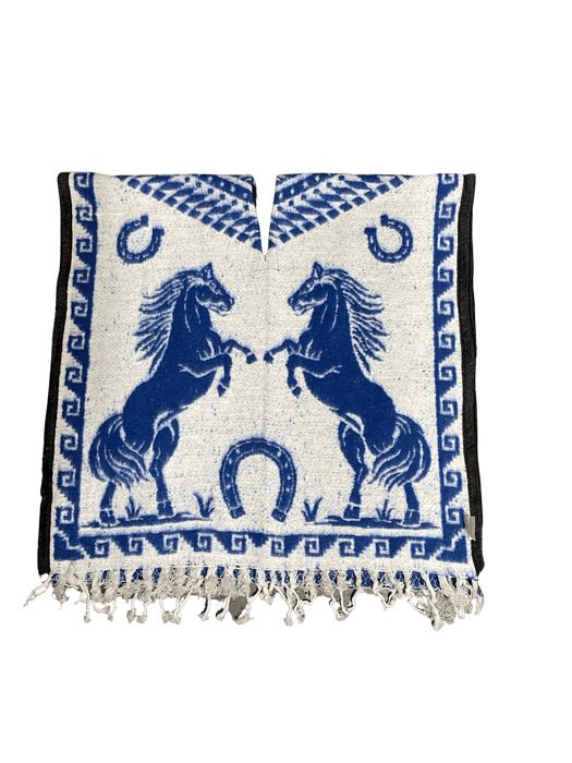 White and Blue Youth Horse Poncho/Gaban