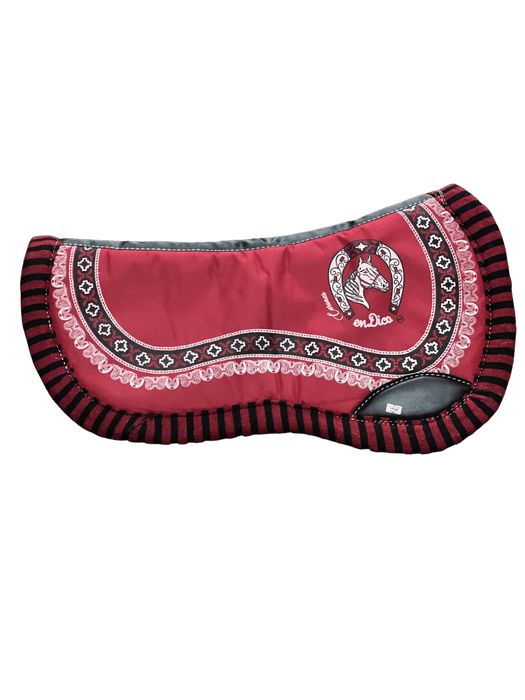 Red with Black and White Horse and Horseshoe Horse Saddle Pad / Suadero