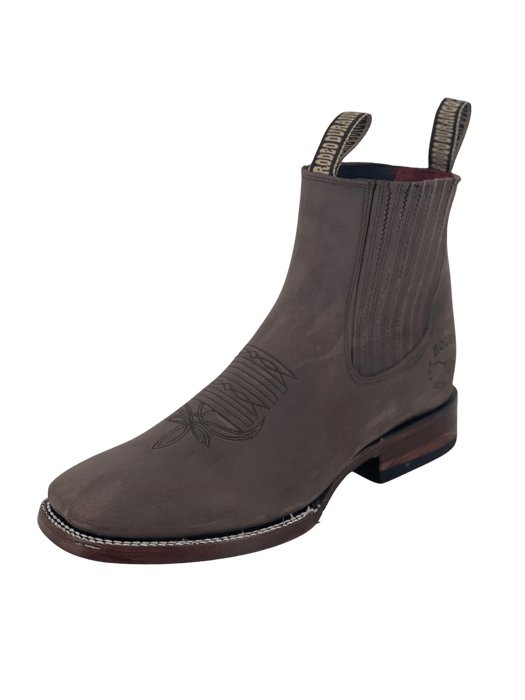 Brown Square Toe Nobuck Leather Sole Botin Rodeo