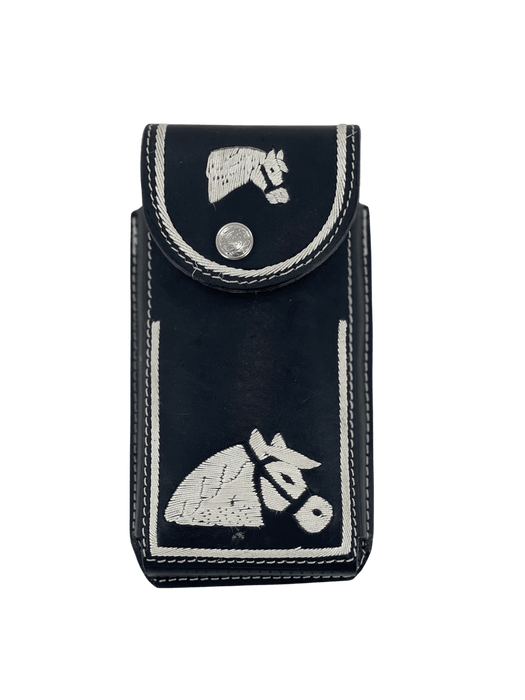 Black Double Horse Head Piteado Leather Phone Case