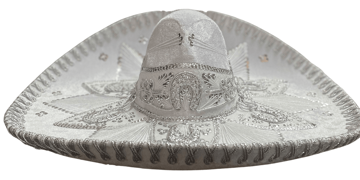 Sombrero Charro Mariachi White and Silver — Rodeo Durango 