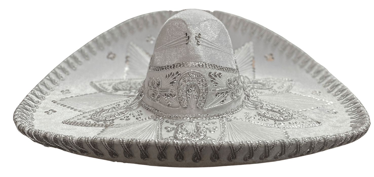 Sombrero Charro Mariachi White and Silver