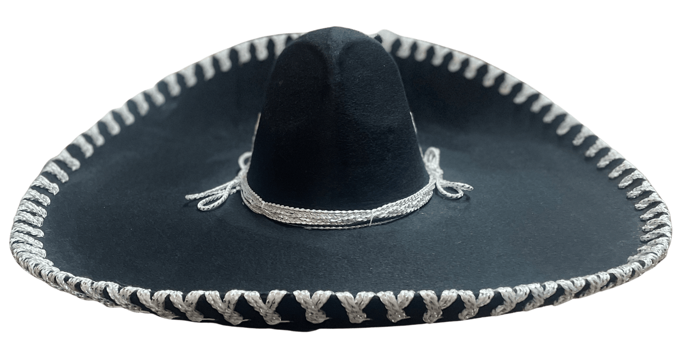 Sombrero Charro Mariachi Solid Black with Silver