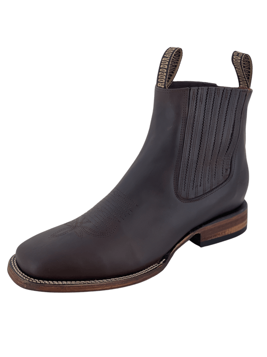 Brown Square Toe V2 Leather Sole Botin Rodeo