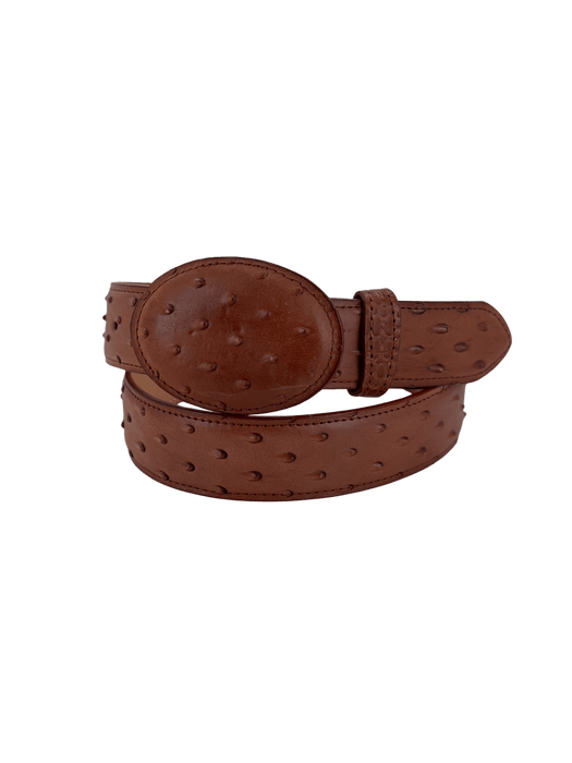 Chedron Ostrich Print Leather Belt