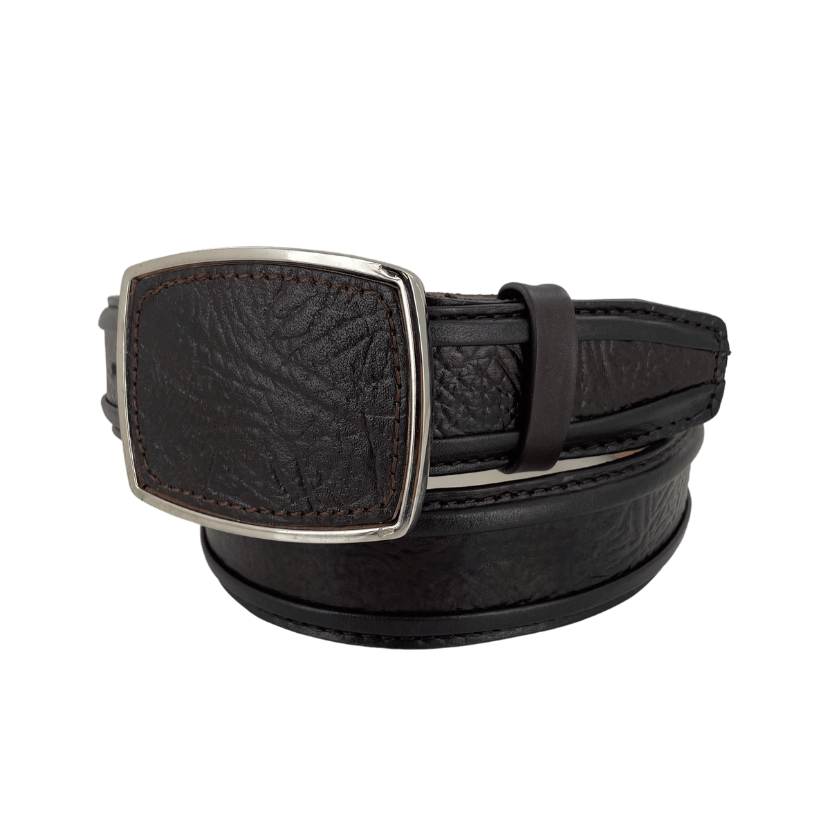 GAP Brown Genuine Leather Western Belt Large Square Buckle Silver Concho Details Miss Clementine Antique Style Etched Silver Square Concho  main image 2