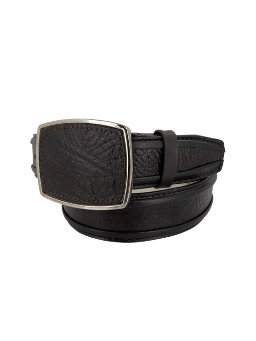 Brown with 2 Thick Double Lines Leather Western Belt