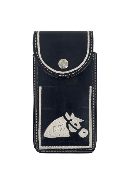 Black Horse Head Piteado Leather Phone Case