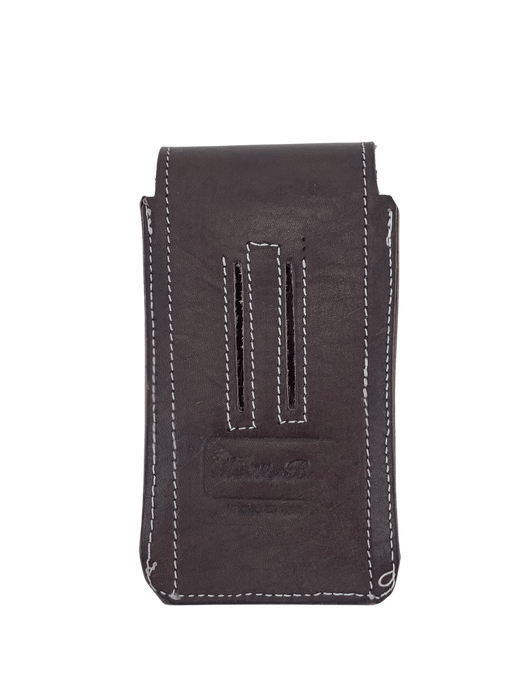 Brown Horse Head in Horseshoe with Bull Piteado Leather Phone Case