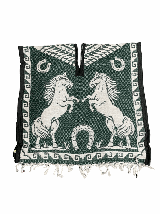 Green and White Youth Horse Poncho/Gaban