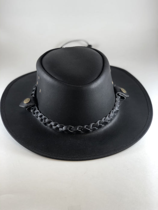 Black Safari Aussie Indiana Jones Style Leather Hat