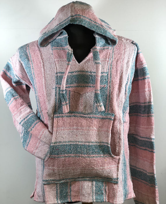 Baja Hoodie Pink and Blue with White Lines 016