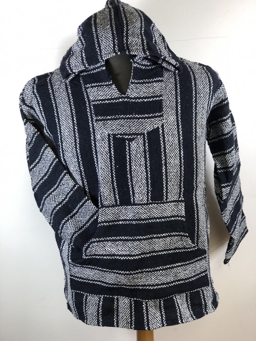 Baja Hoodie Navy Blue and White with White Lines 048