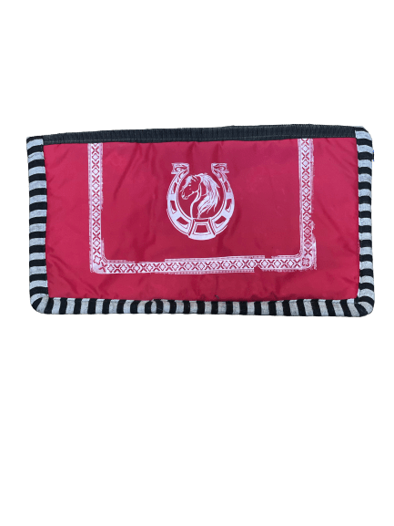 Red with White Horse and Upside-down Horseshoe Horse Saddle Pad / Suadero