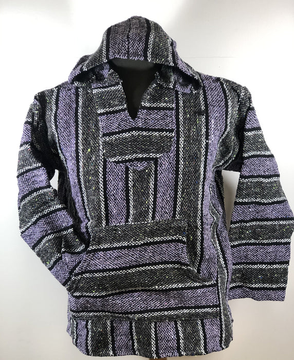 Baja Hoodie Grey and Violet with Black and White Lines 028