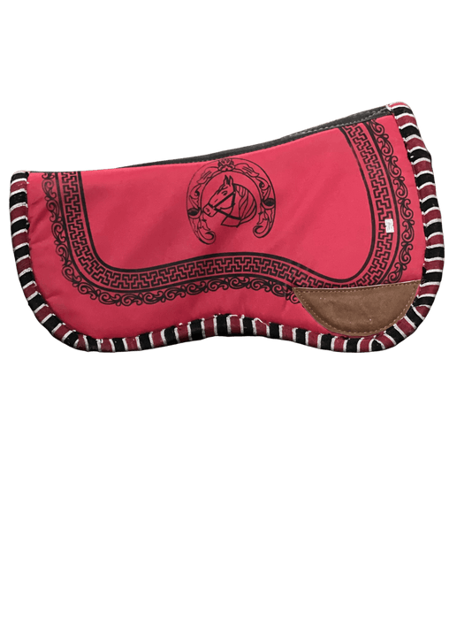 Red with Black Horse and Horseshoe Horse Saddle Pad / Suadero